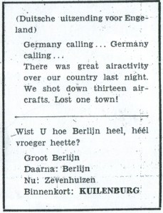 Waterman, Willem - Duitsche uitzending voor Engeland